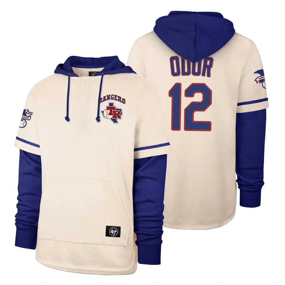 Men Texas Rangers 12 Odor Cream 2021 Pullover Hoodie MLB Jersey